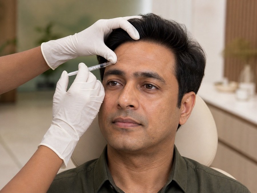 Medically supervised forehead injection for aesthetic dermatology